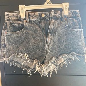 Black ripped jean shorts